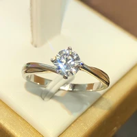 tibetan silver 925 ring twist classical solitaire lab diamond wedding engagement band for woman girls fine gift r391