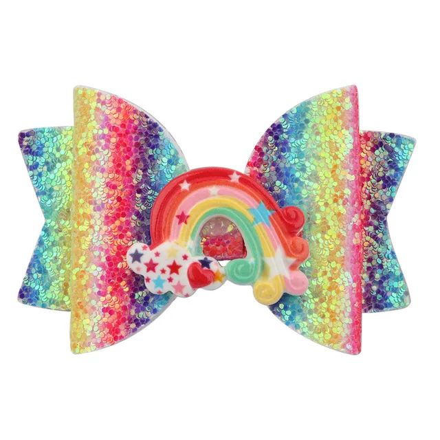rainbow-5 1 шт. заколки для девочек, заколки с единорогом бабочка для волос с блеском, заколки 3 дюйма, радужные заколки для волос, Детские блестящие заколки для волос, Детские милые головные уборы - Цвет: rainbow-5
