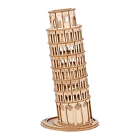 173pcs leaning tower of pisa puzzles diy 3d wooden puzzle woodcraft assembly kit cutting wood assembled model toys
