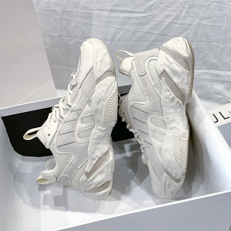 

2020 Women Sneakers Breathable Mesh Quality Flock Reflective Casual Shoes Lace Up Trainers Street Styles Zapatillas Mujer