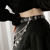 gothic women punk butterflies chain fashion belt street style casual decoration black waistband unisex couple adjustable be