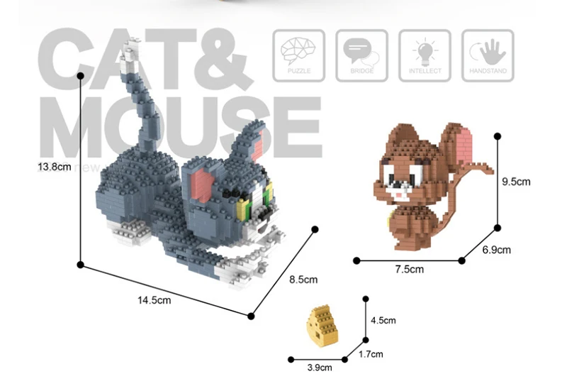 

1449Pcs Diamond Building Blocks Classic Cartoon Anime Cat Mouse Tom Model Mini Micro Bricks Toys Gifts for Kids Children