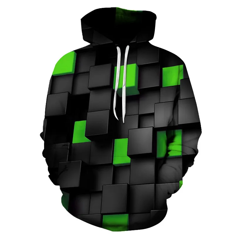 

2021 Cool Black Green Check Men/Women 3D Sweatshirts Print Milk Space Galaxy Hooded Hoodies Unisex Tops Harajuku Pullover Pocket