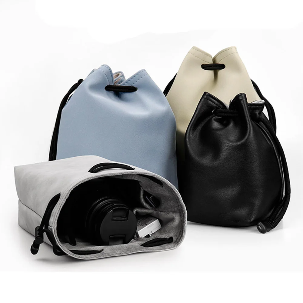 

Hand Held Waterproof Canvas Lens Bag Portable Anti Dust SLR Camera Bag Universal Drawstring Bags for Nikon Sony Camera Case SD