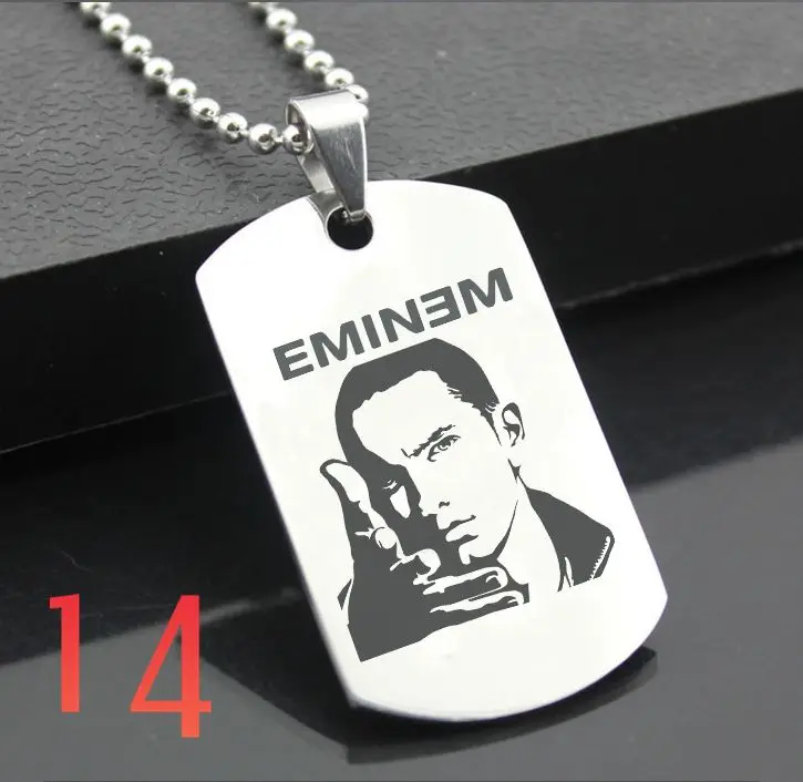 Оранжевый Eminem XH01 классический брелок из нержавеющей стали модные гравировальные бирки стальная подвеска-открытка для ожерелья - Цвет: Оранжевый