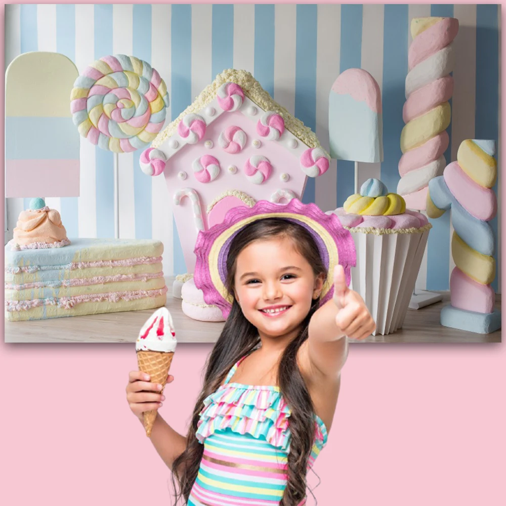 Фон для студийной фотосъемки с изображением мороженого пончиков детского дня