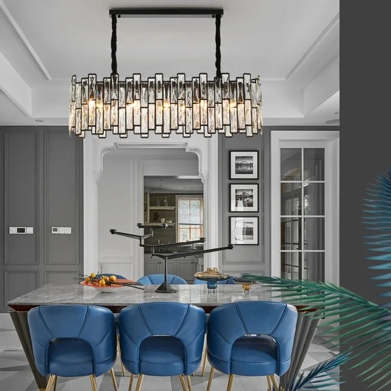 Manggic светильник ing новая черная люстра Современная прямоугольная хрустальная для