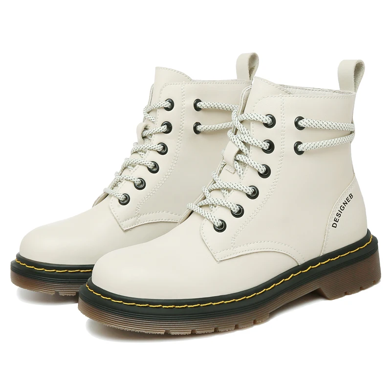 

Boots For Woman MOOLECOLE Fashion Lace-up Women Boots Genuine Leather Autumn/Spring Women Shoes retro old Travel shoes 2-9734