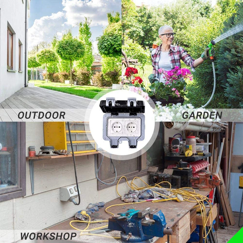 Outdoor Wall Switch Socket IP66 Weatherproof Waterproof Power 16A EU Standard Electrical Outlet Grounded |