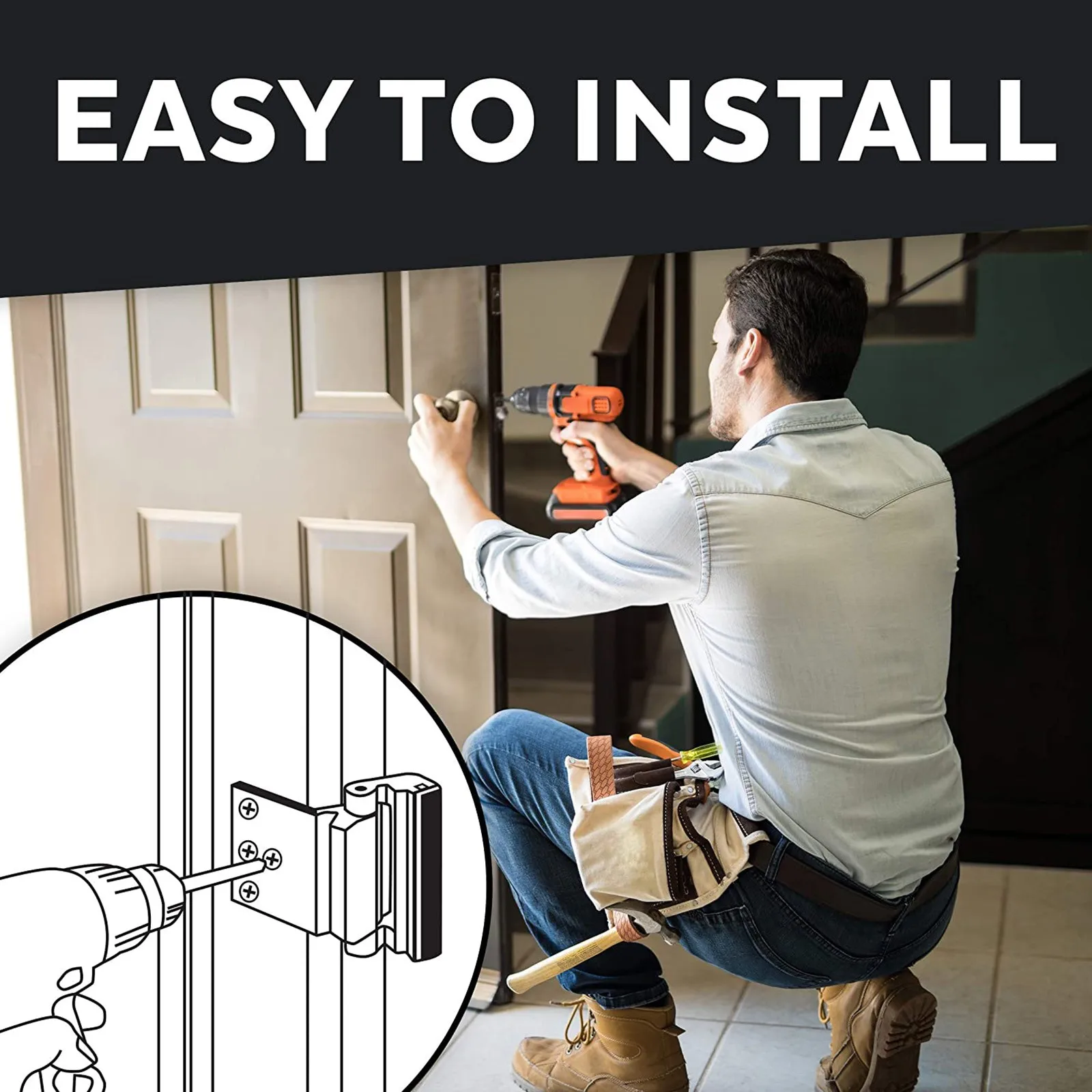 Дверной замок для дополнительного домашнего наблюдения и защиты переносной