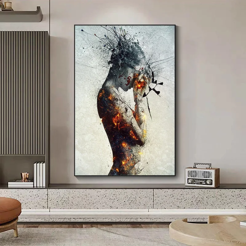 

Vintage Broken Beauty Women Canvas Painting Poster Woman Beautiful Wall Art Abstract Nordic Print Pictures for Living Room