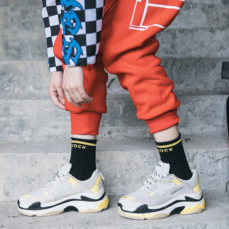 Полосатые женские хлопковые цветные яркие носки осенние миди сплошной цвет