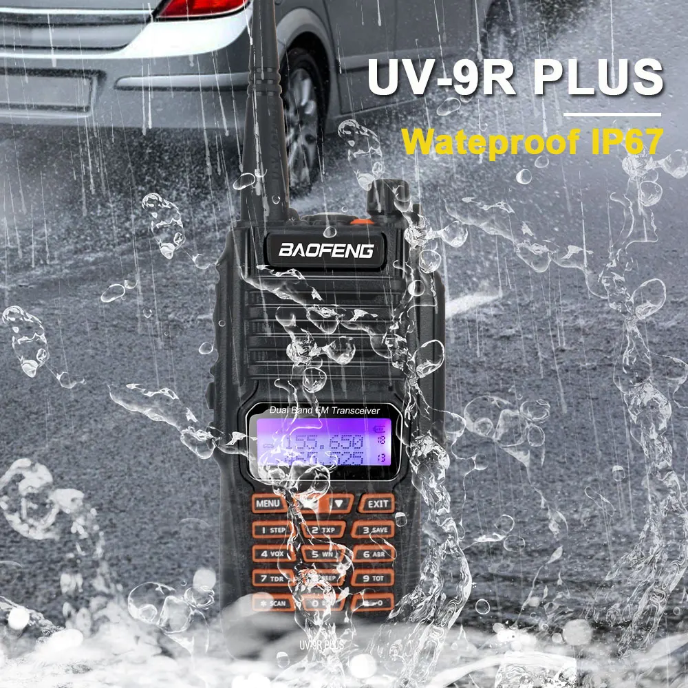 

Рация Baofeng UV 9R Plus Ham, водонепроницаемая, IP67, Двухдиапазонная, VHF, UHF, FM, 8 Вт, 128 каналов