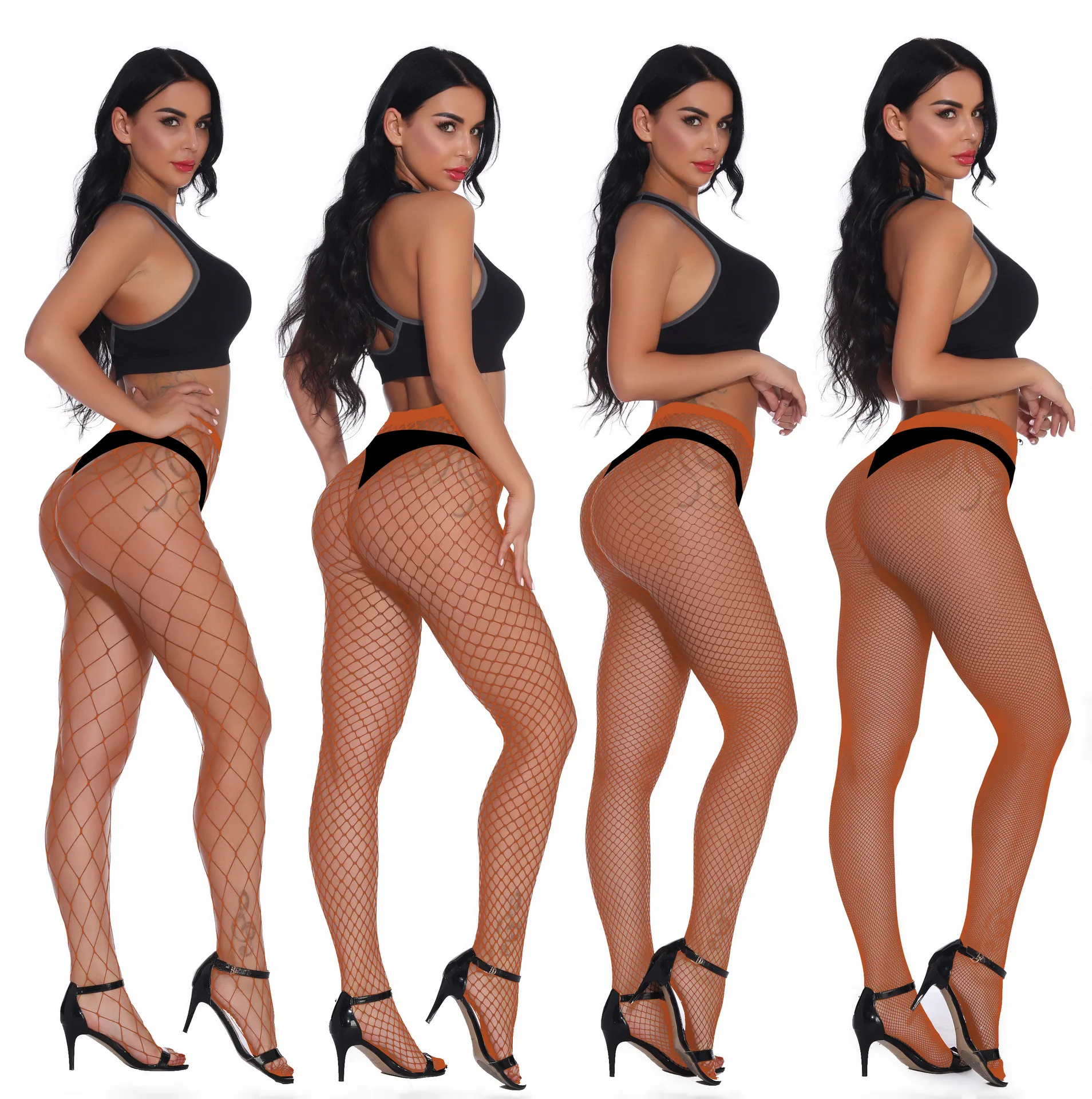 Черные красные белые желтые женские чулки сетчатые колготки перфорированные