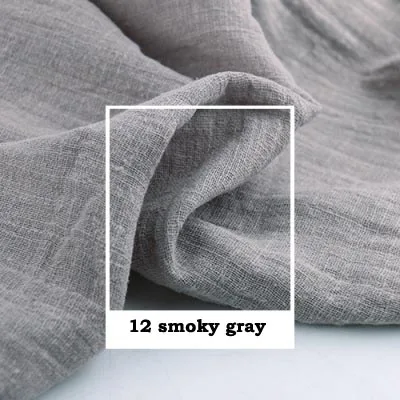 12 smoky gray Художественный Ретро Slub креп хлопок/лен белый желтый оранжевый кофе темно серый красный мягкая ткань для ручной работы летнее платье Блузка - Цвет: 12 smoky gray