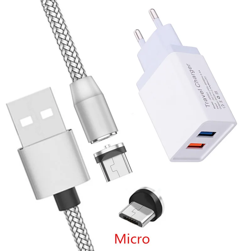 Магнитный зарядный кабель Micro USB QC 3 0 быстрое зарядное устройство для Samsung A6 A7 2018