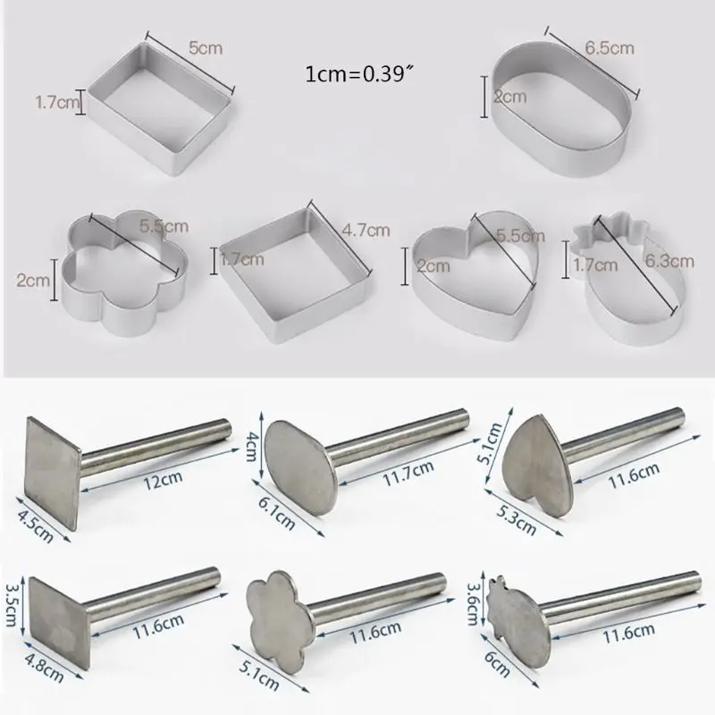 

D57A 10pcs Square Rectangle Ellipse Heart Pineapple Flower Shape Pie Cake Cookie Mold Biscuit Cutter Stamp Press Cutting Tools