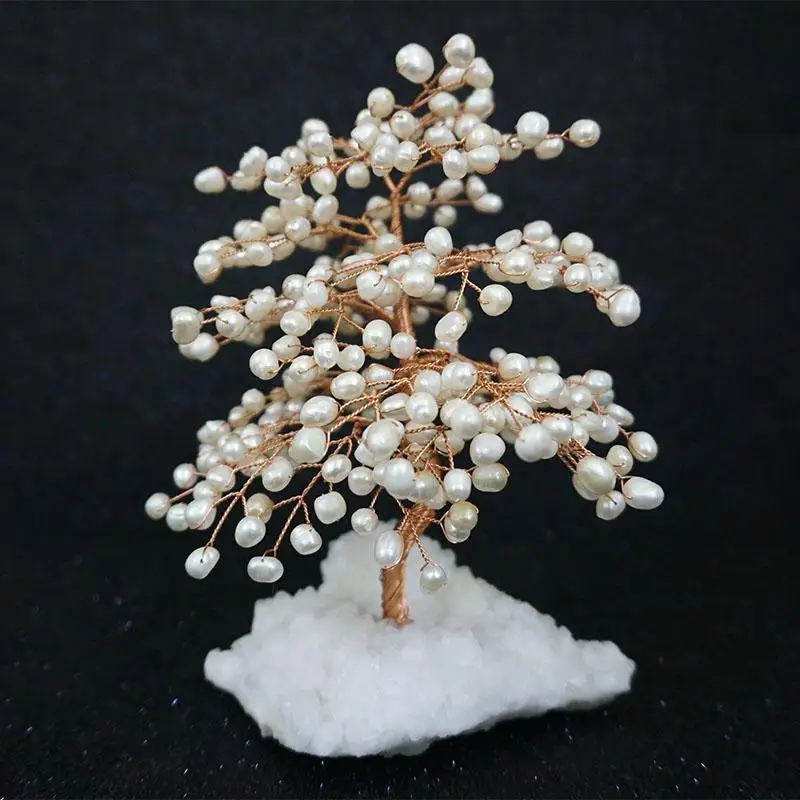 

New natural freshwater pearl crystal cluster Crystal Lucky Money Stone Tree Feng Shui for Wealth and Luck Home Office Decor