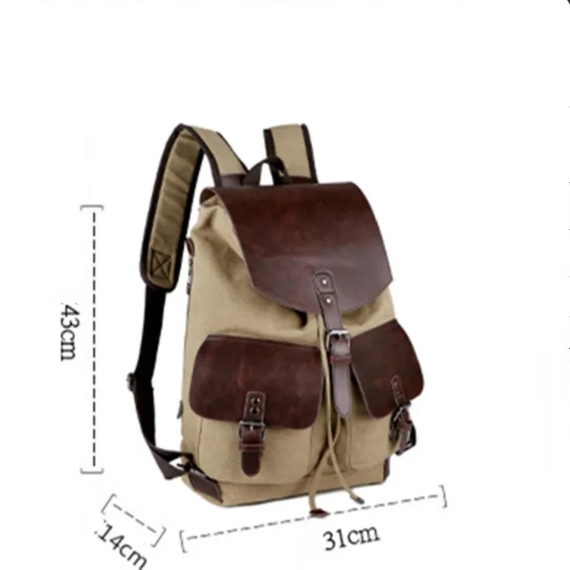 Винтажный Холщовый кожаный рюкзак Scione для мужчин мужской дорожный уличный