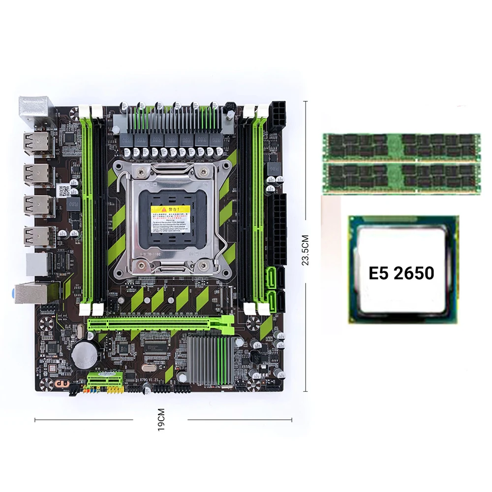 

X79G Motherboard Set With LGA2011 Combos PC Desktops Motherboard E5 2650CPU+2*8GB RECC DDR3 RAM Support M.2