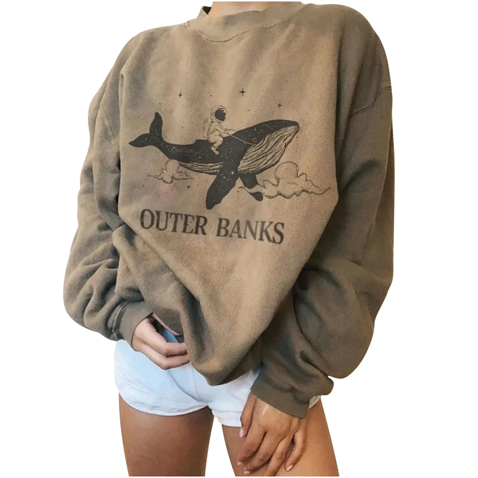 

Women Fish Print Casual Printing Long Sleeve Sweatshirt Pullover Tops Blouse Long Sleeve Top Hoodie Kawaii Ropa Mujer#Q