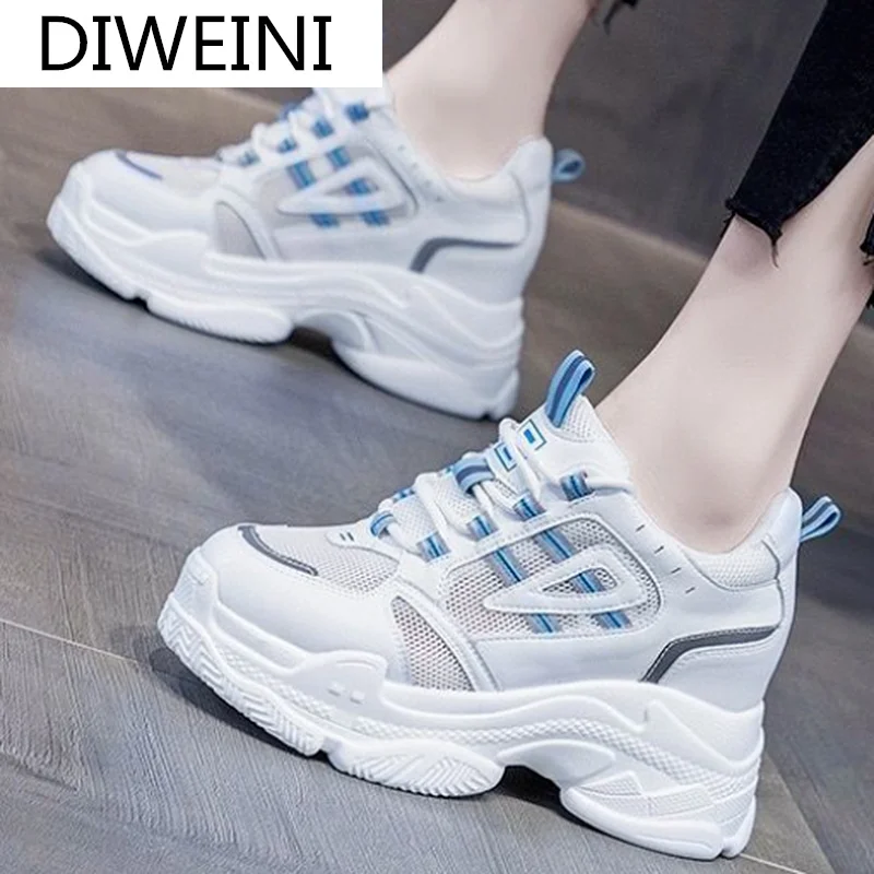 

2021 New Women's Sneakers Fashion Women's Shoes Mesh Breathable Platform Shoes Spring Comfortable Lace-up Shallow Casual Shoes