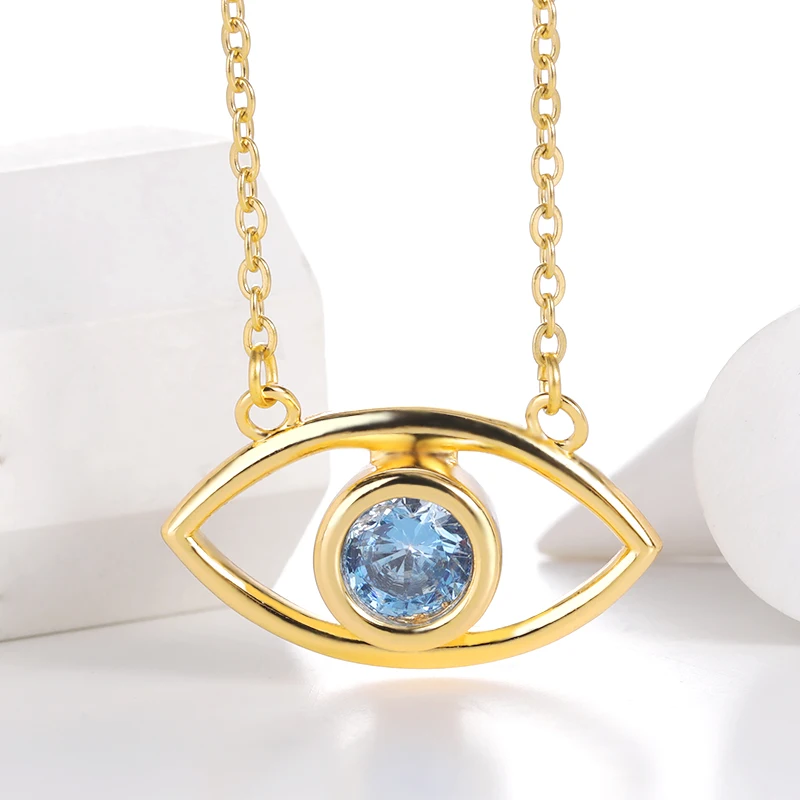 

Blue Evil Eye Necklaces For Women Girls Stainless Steel Zircon Eye Pendant Necklace Adjustable Fashion Protection Jewelry Gifts