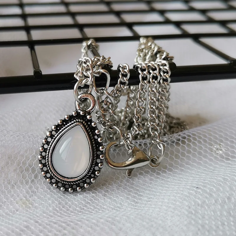 Новое модное ожерелье с двойным Рогом в форме полумесяца капли воды ювелирные