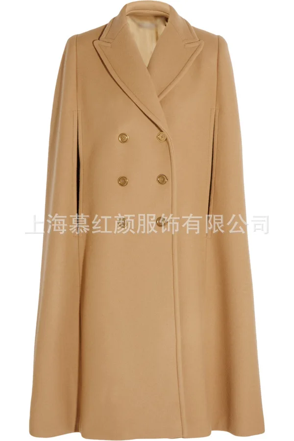 Винтажное однотонное женское длинное зимнее шерстяное пальто с широкой талией
