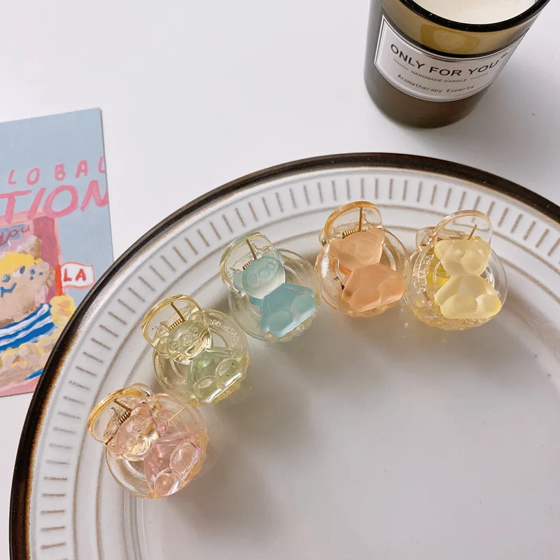 Недорогие корейские женские модные милые заколки для волос с медведем девушек