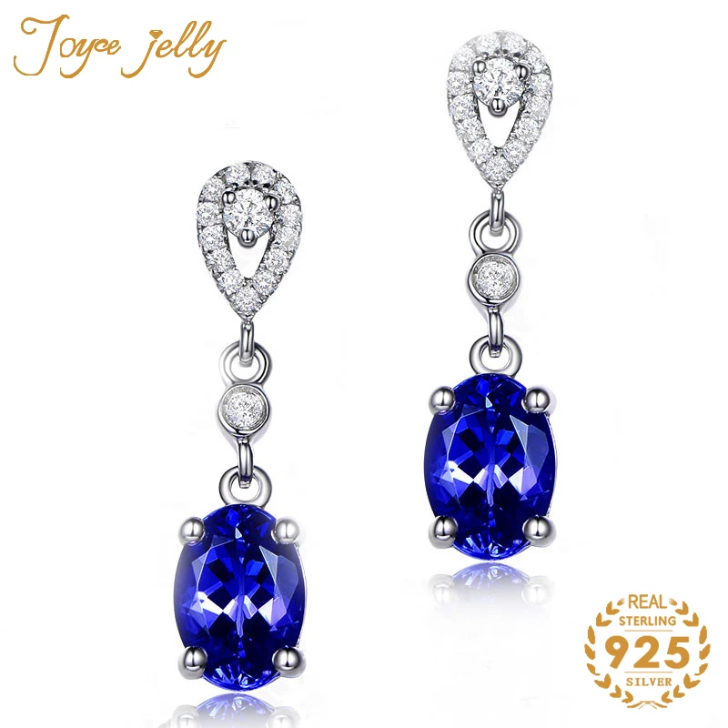 Женские серьги из серебра 925 пробы с сапфирами|Серьги-подвески| |