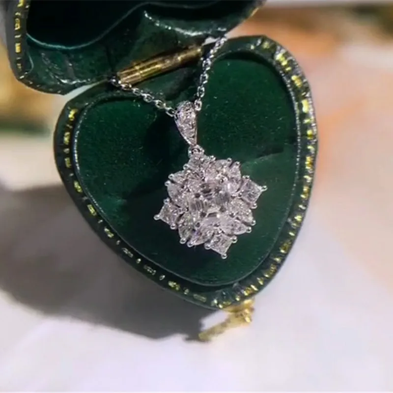 

Огранка принцессы с бриллиантом кулон из настоящего серебра 925 пробы вечерние ные Подвески цепочка ожерелье для женщин очаровательные ювелирные изделия для невесты