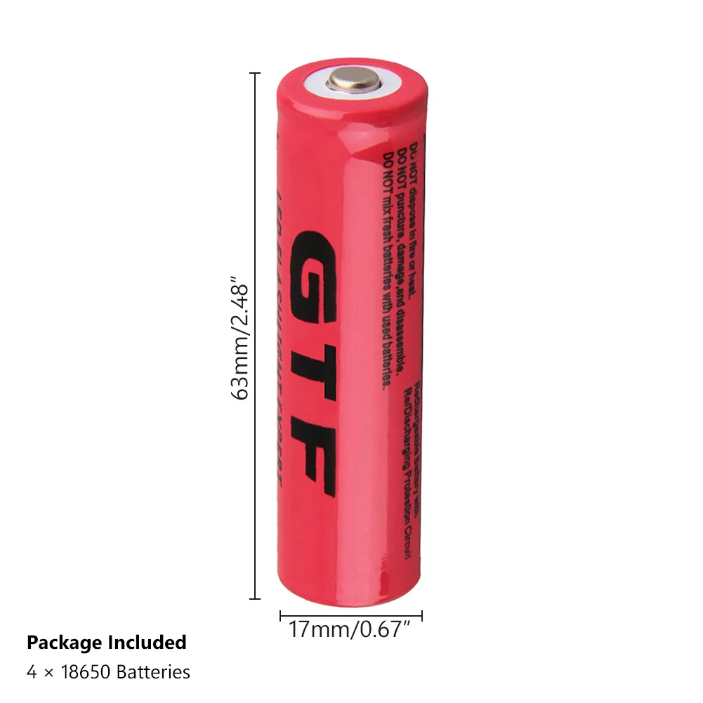 4 шт. остроконечный Топ GTF 18650 аккумуляторные батареи 3 7 V 9800mAh литиевая батарея для