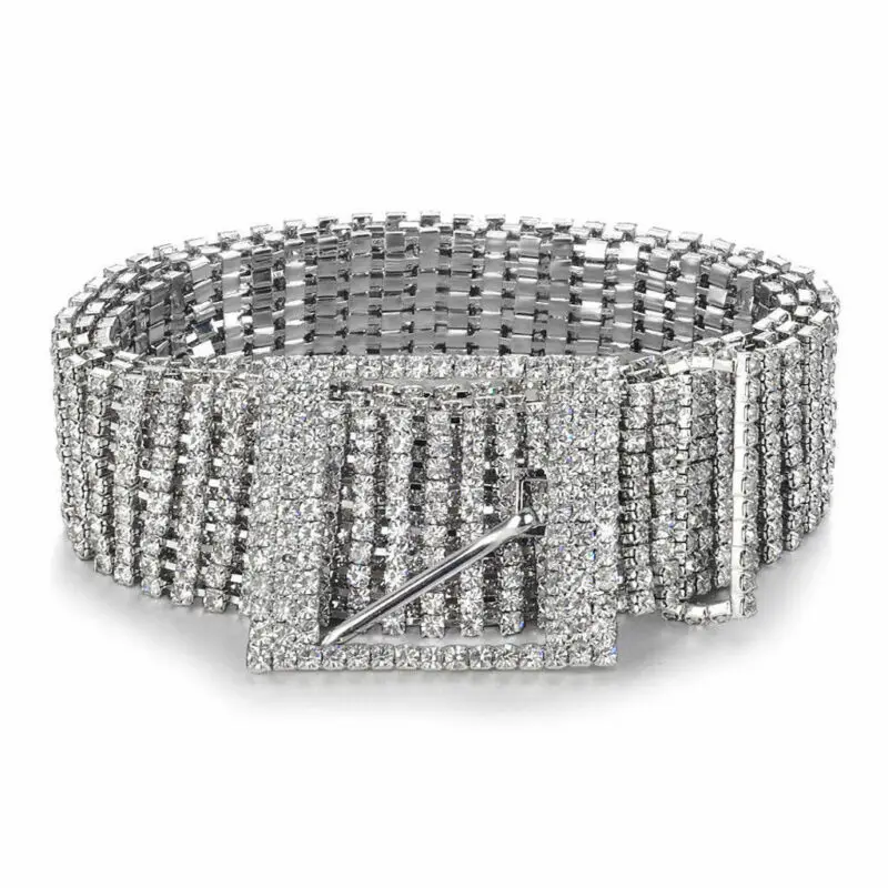 

Womens Belt Full Rhinestone Waist Chain Inlaid Waistband Shiny Crystal Diamond