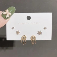 silver plated korean style graceful and petite earrings set french lady leaves ear studs fashion gift