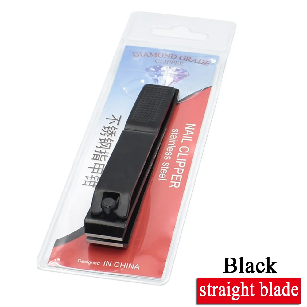 Straight-Black Высококачественные Серебристые черные кусачки для ногтей, прямые лезвия из нержавеющей стали, кусачки для ногтей, триммер, идеально подходит для маникюра, педикюра, инструменты - Цвет: Straight-Black