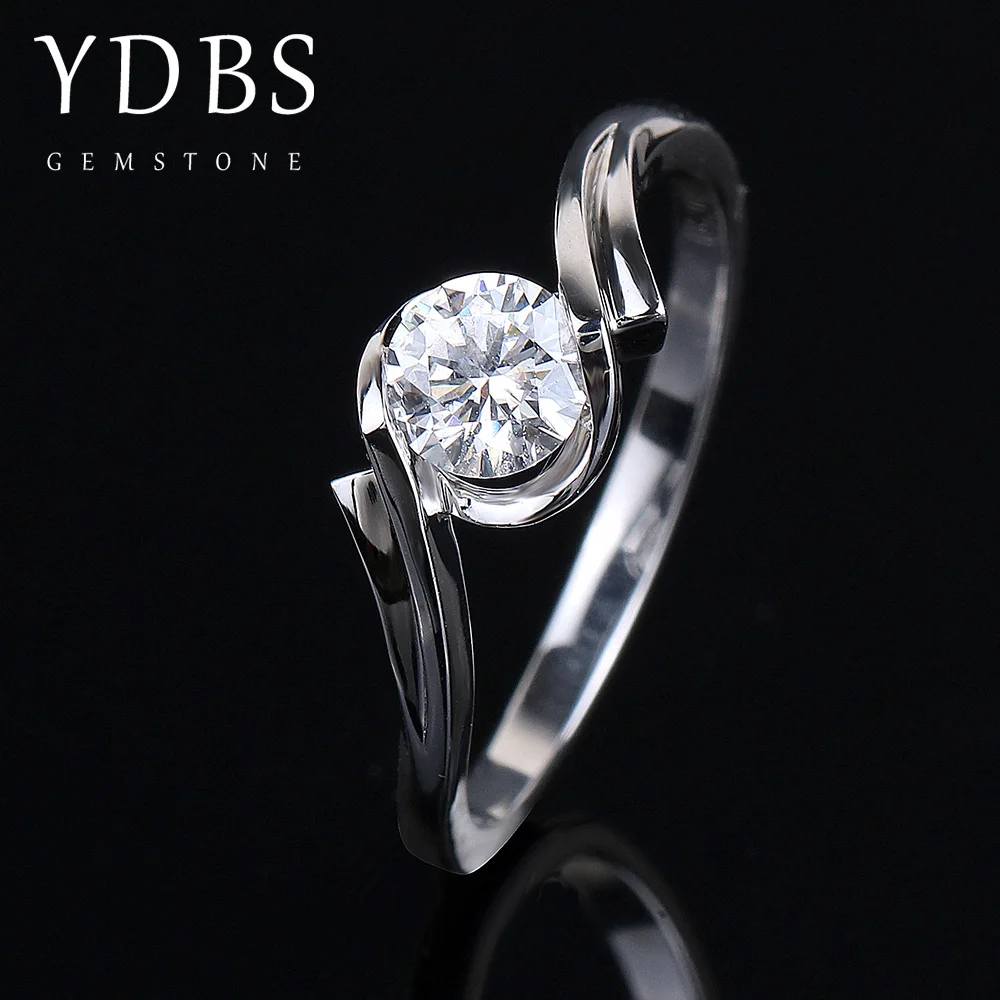 

0,5 карат ct 5 мм белый Обручение & Свадебные муассанит кольцо с бриллиантом в 14k кольца из белого золота