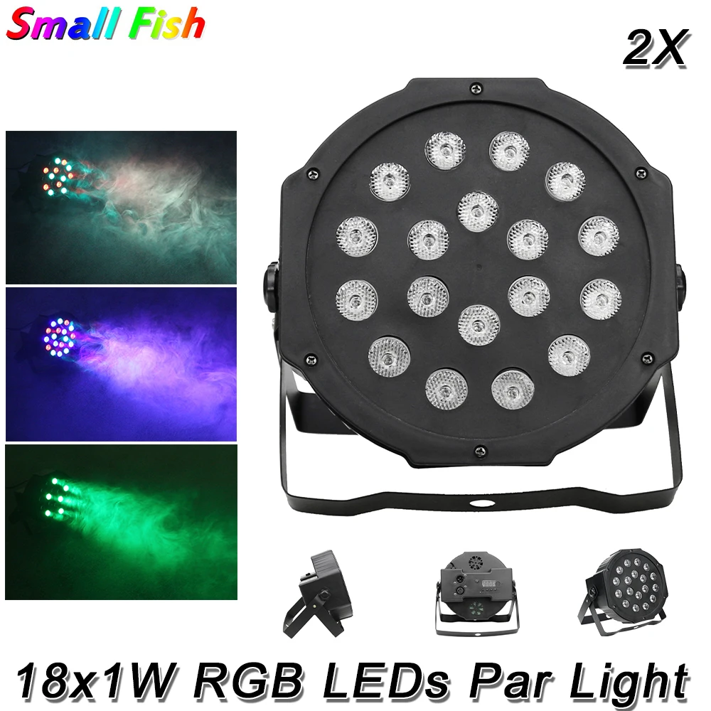 

Контроллер DMX 2 шт./лот, плоский сценический стробоскоп RGB 18x1 Вт, прожектор для дискотеки, диджея, бара, рождественской вечеринки, свадьбы