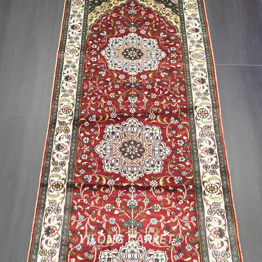 Yilong 2 'x 6' Восточная шелковая дорожка красная изысканная ручная вязка коврик