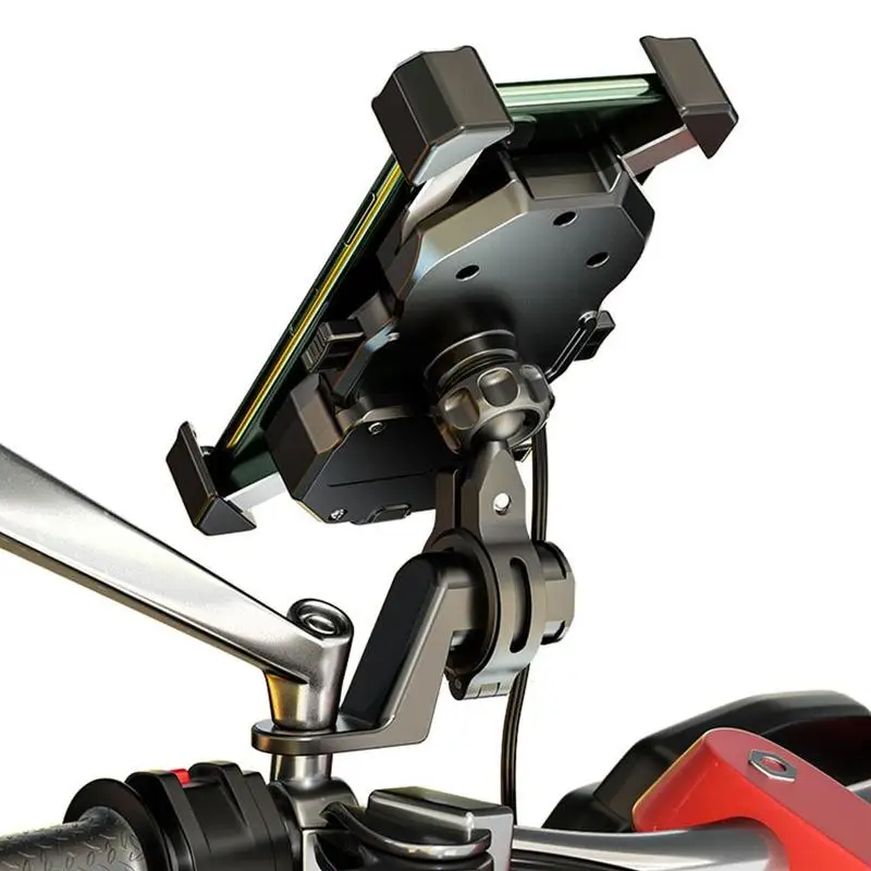 

Motorcycle phone holder 15w wireless smart charger qc3.0 wire charing 2 in 1 semiautomatic support 360 degree rotation