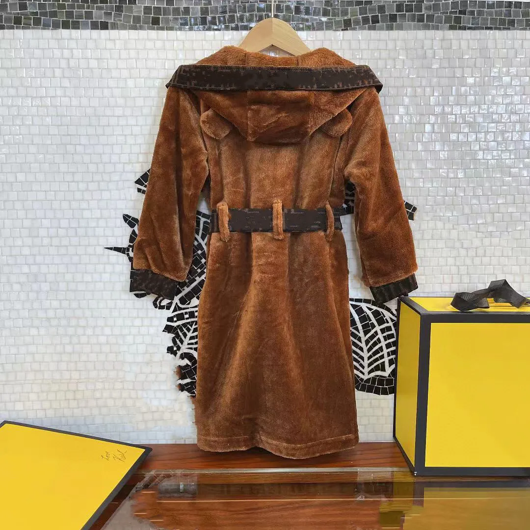 

2021 New Brown Corduroy Children Bathrobe Warm Winter Size 2 3 4 6 8 10 12Y