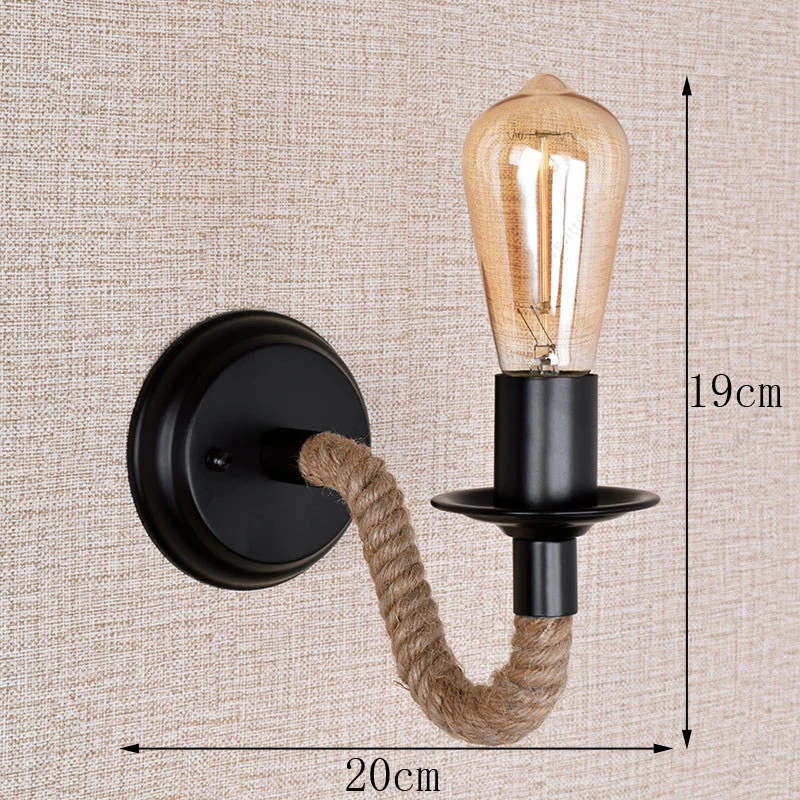Винтажный настенный светильник из пеньковой веревки Ретро американский в стиле