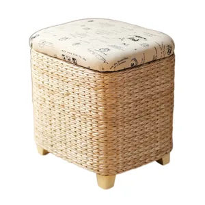 Табурет для хранения из ротанга, плетеная оттоманская корзина, обувной шкаф, диван, табурет для магазина обуви, Многофункциональная подставка для ног