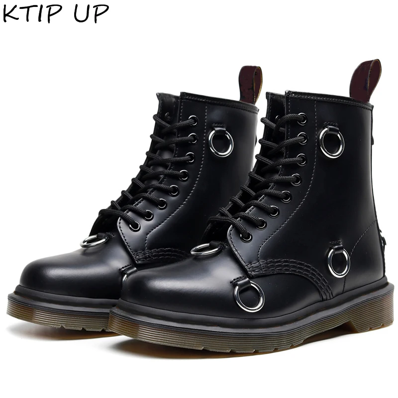 

Genuine Leather Boots Women Boots Black Ankle Boots for Women Punk Motorcycle Boots Autumn Winter Shoes Women Shoes