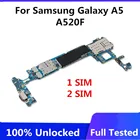 Материнская плата 32 ГБ для Samsung Galaxy A5 A520F, оригинальная разблокированная материнская плата для Galaxy A5 A520F, полная логическая плата 1 sim 2 SIM