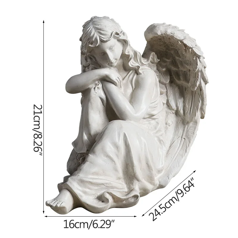 

European Modern Happiness Angel Statue Creative Resin Animal Sculpture Room Desktop Decor Ornament Home Decoration Accessories