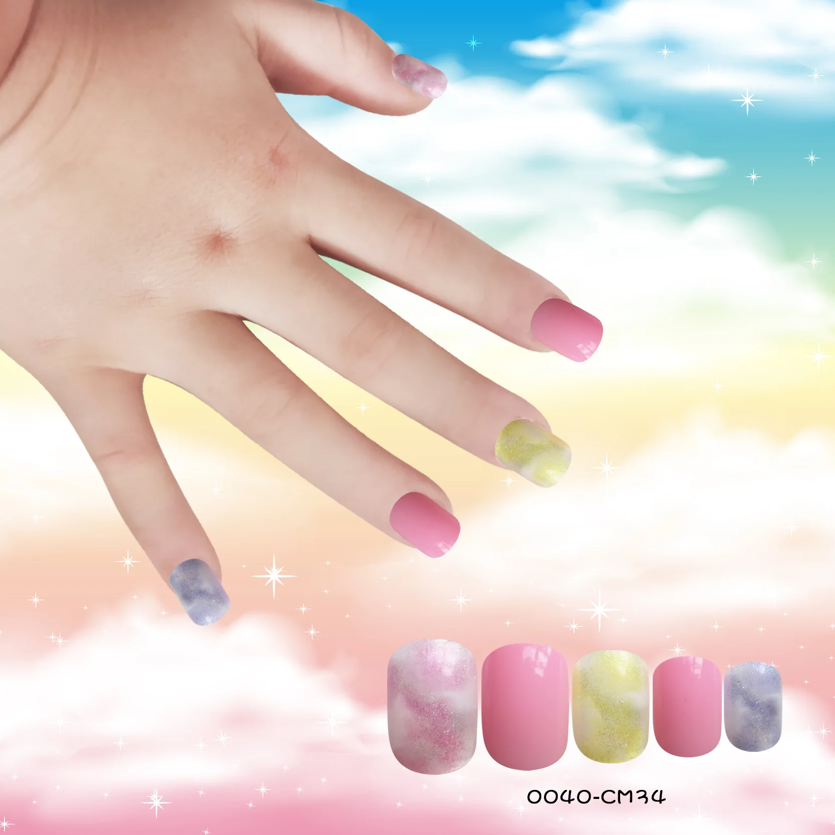 

24Pcs Small Cute False Nails Lady Artificial Unicorn Deer Fake Nails Cartoon Image Design Full Cover Tips Manicure Tool