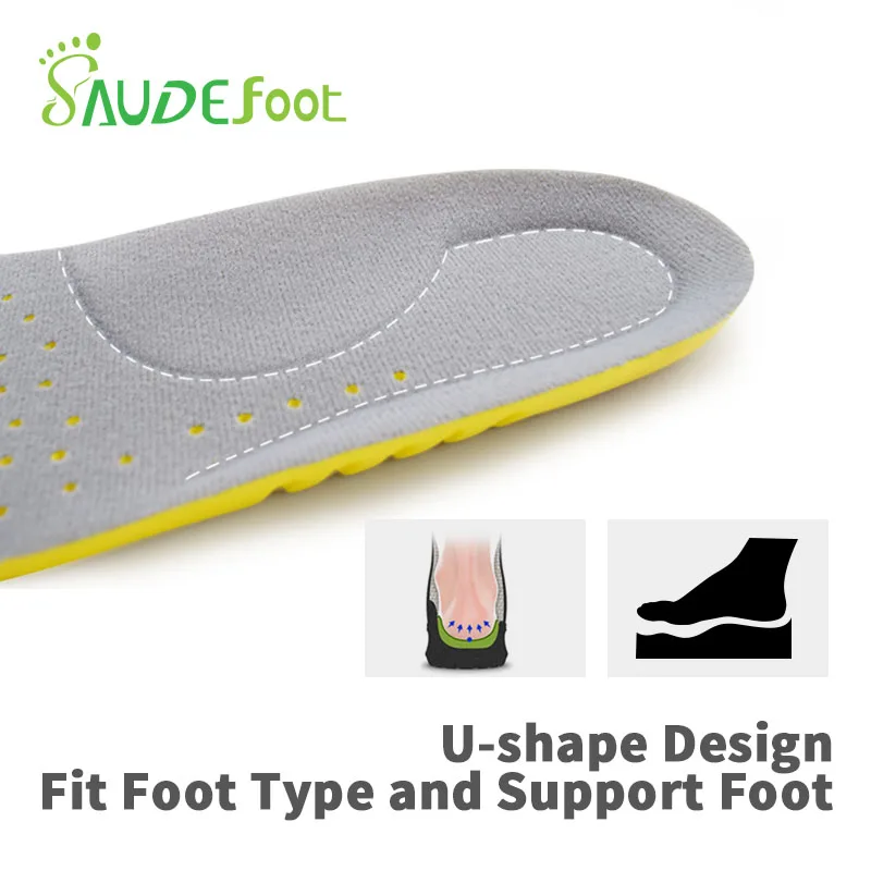Saudefoot полиуретановые стельки желтый Memory Foam обувь наколенники высокие эластичные