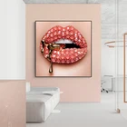 Плакаты и принты на холсте, с изображением розовых губ, для гостиной