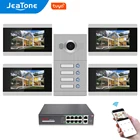 Jeatone 4 квартиры WiFi IP 7 ''сенсорный экран видео домофон с функцией POE, обнаружение движения, мониторинг Funtion